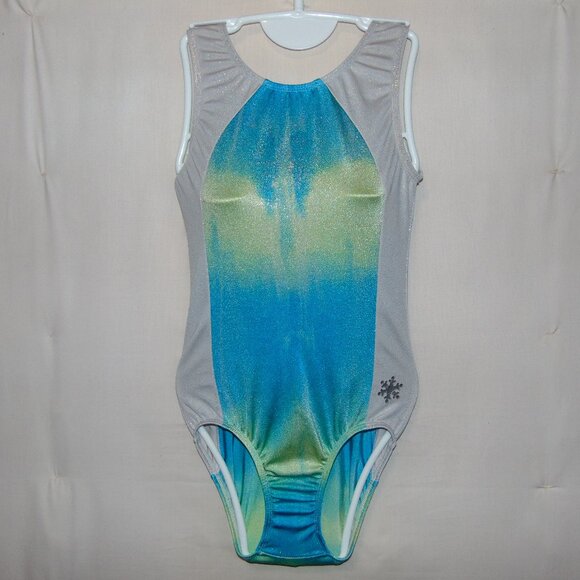 Snowflake White Blue/Green Sparkle Leotard AS - Picture 1 of 7